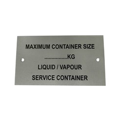 Tank Capacity Plate
